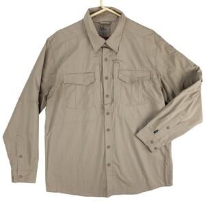 5.11 Tactical Shirt Men’s Large Tan Canvas Ripstop Relaxed Fit Utility Workwear